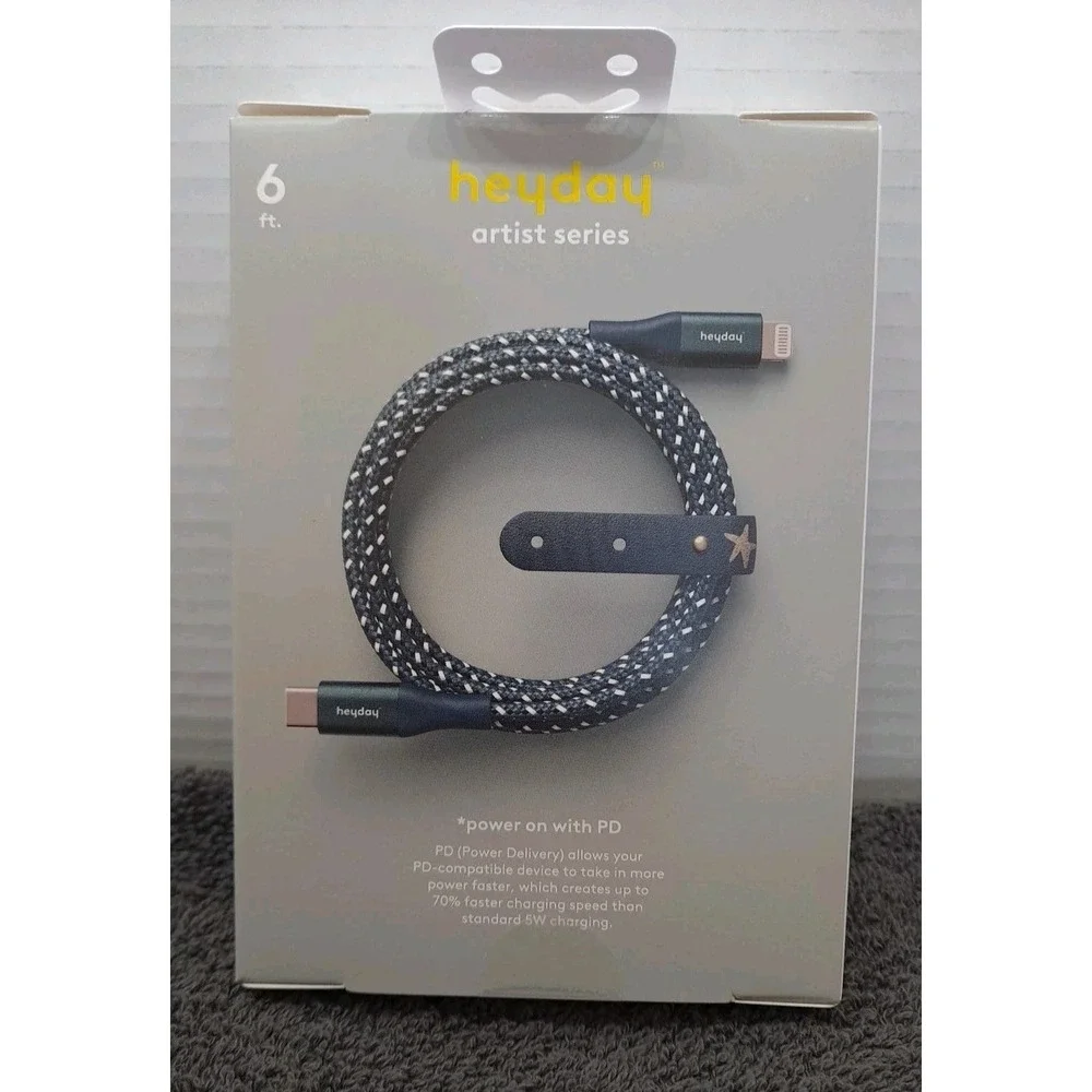 NIB‎ Heyday Artist Series Fast Charging Cable To USB-C IPhone 6ft Cord